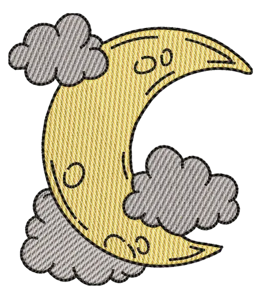 Matriz de Bordado Lua e Nuvens
